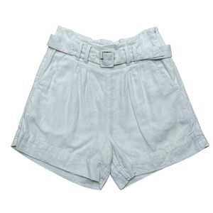 Abercrombie & Fitch Linen Blend Belted High Waist Shorts coastal‎ White Size S